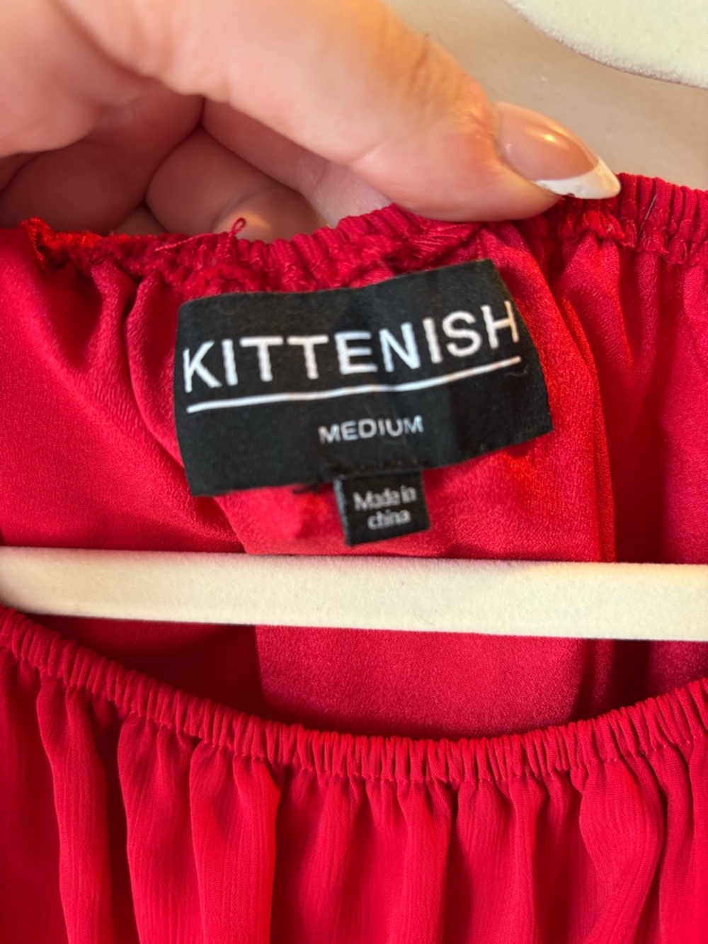 Kittenish Vibrant Red Ruffle Off-Shoulder Romper - Picture 4 of 5